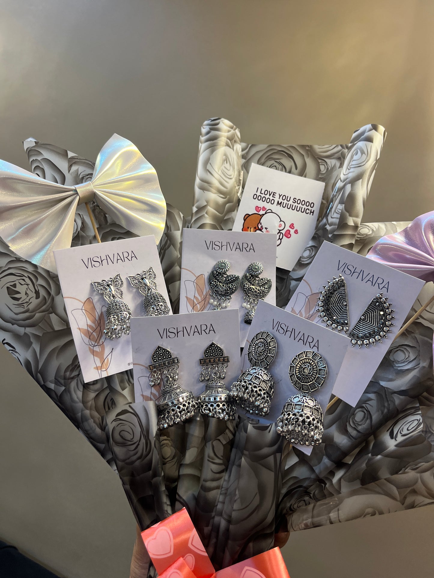 Royal Silver Jhumka Bouquet – Traditional Jewelry Gift Set