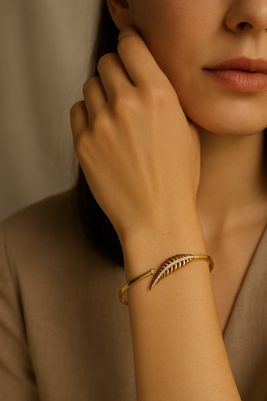 Golden Feather Elegance Bracelet