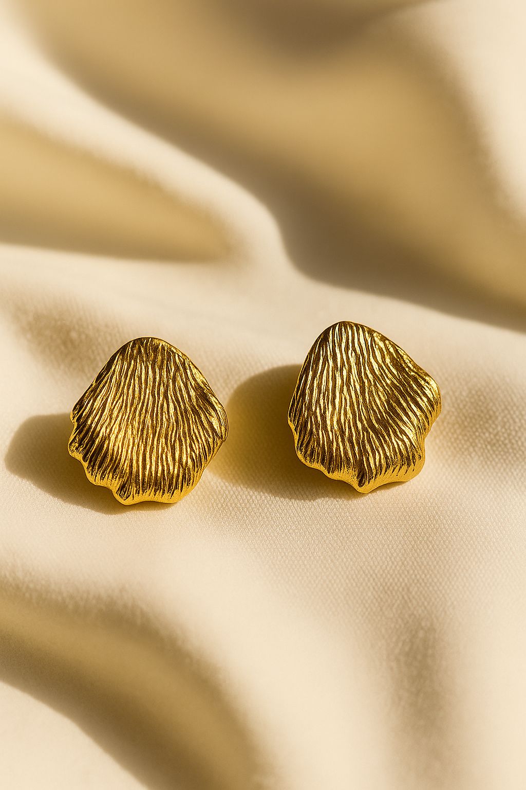 Golden Petal Textured Stud Earrings