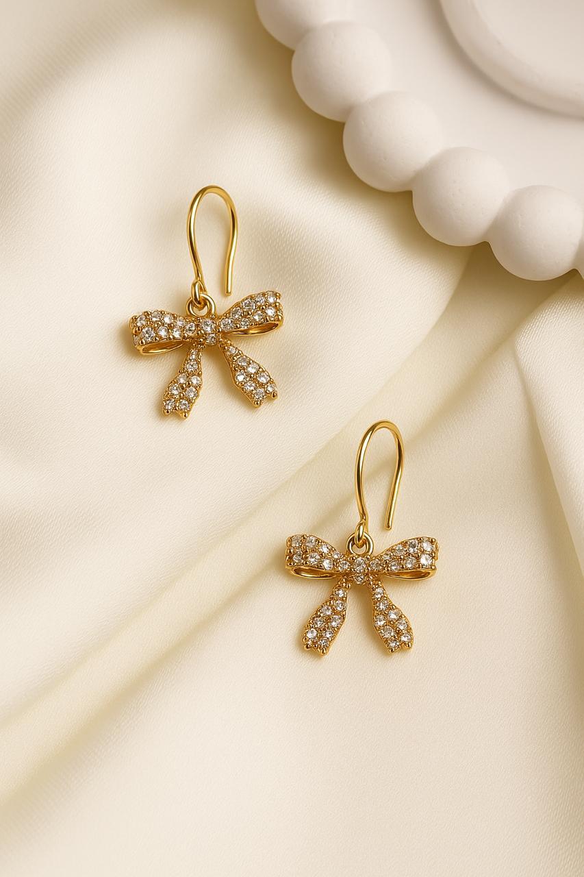 Sparkling Bow Drop Earrings