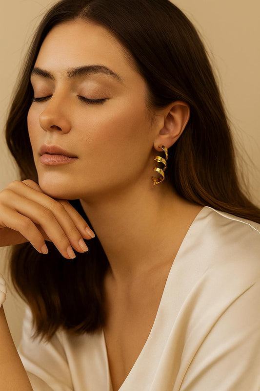 Golden Spiral Hoop Earrings