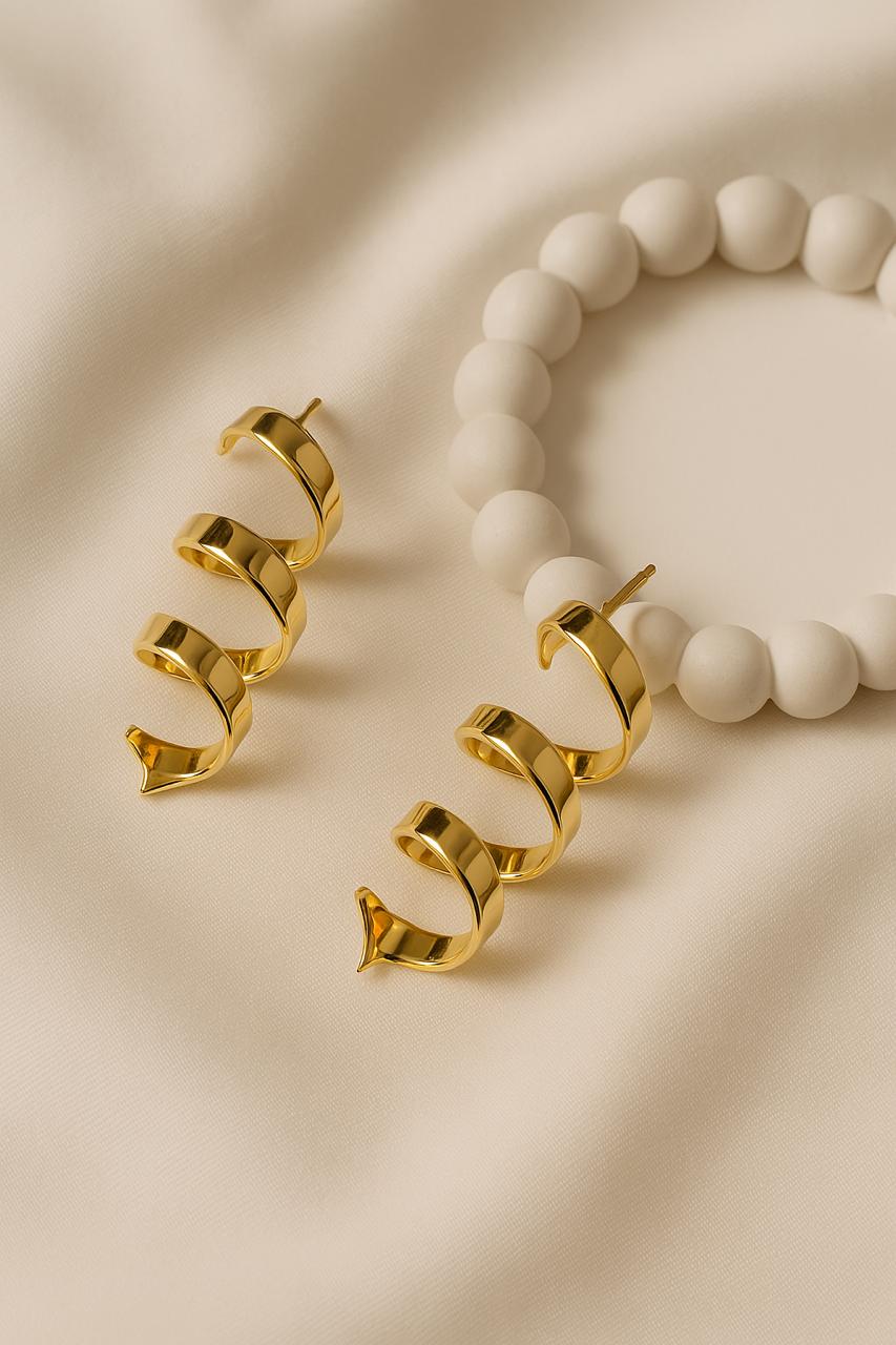 Golden Spiral Hoop Earrings