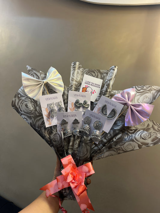 Royal Silver Jhumka Bouquet – Traditional Jewelry Gift Set