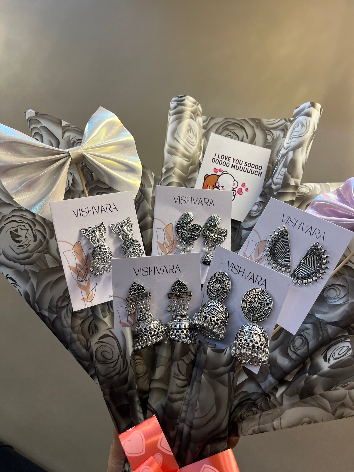 Royal Silver Jhumka Bouquet – Traditional Jewelry Gift Set