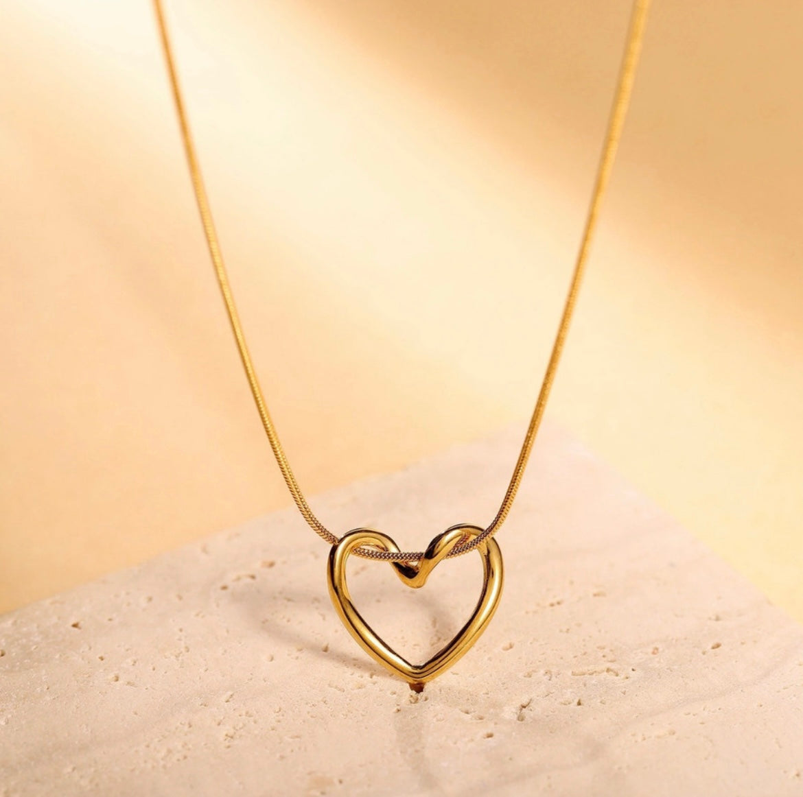 Open Heart Gold anti tarnish Necklace