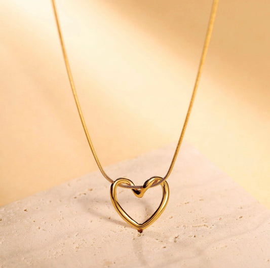Open Heart Gold anti tarnish Necklace