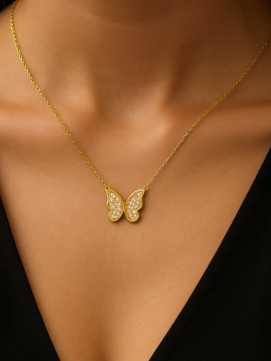 Golden Wings Butterfly anti tarnish Necklace