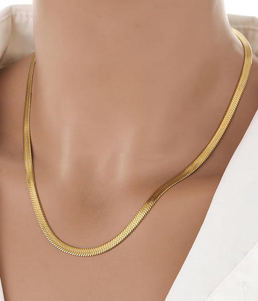 Golden Glow Herringbone anti tarnish Chain Necklace