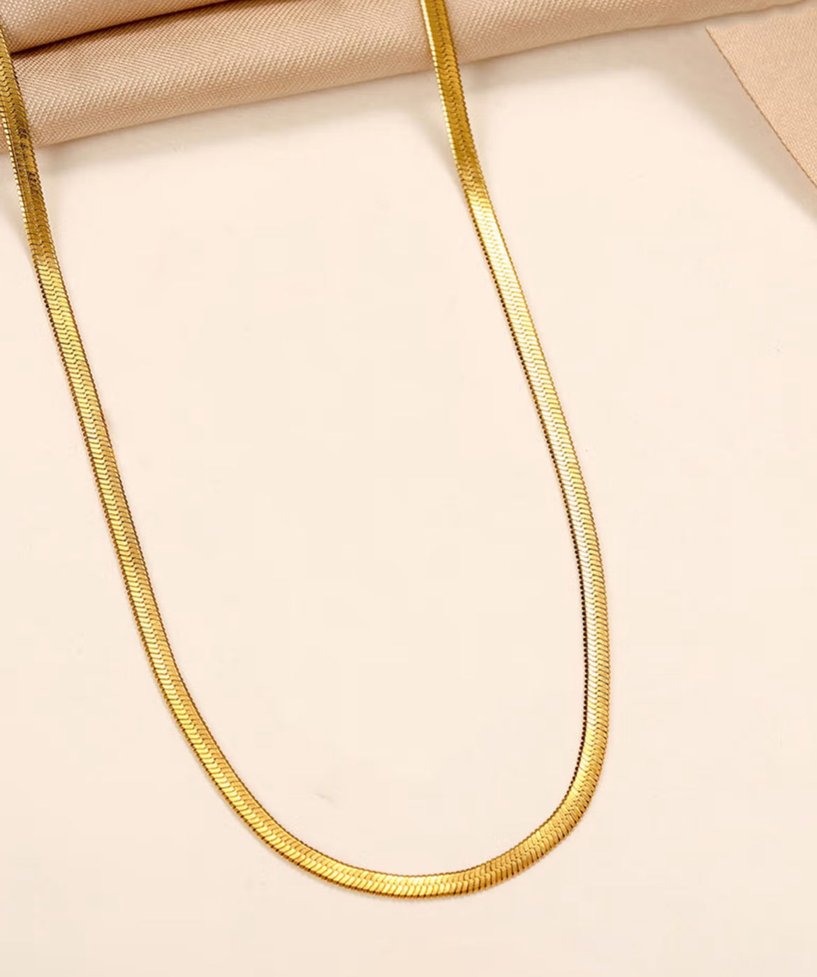 Golden Glow Herringbone anti tarnish Chain Necklace
