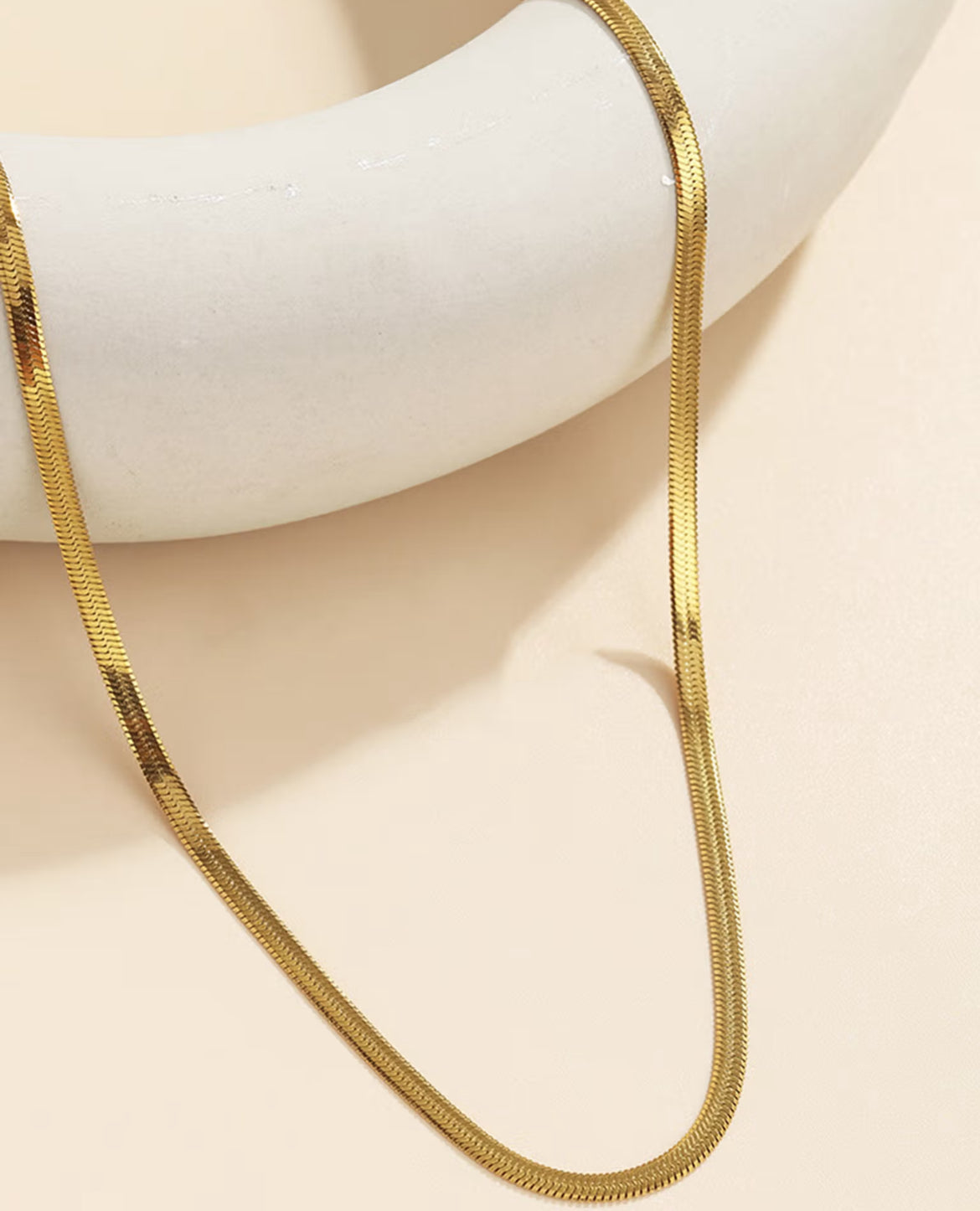 Golden Glow Herringbone anti tarnish Chain Necklace