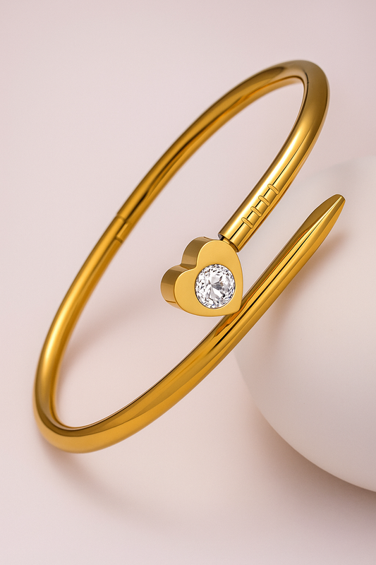 Golden Heart Sparkle anti tarnish  Bangle