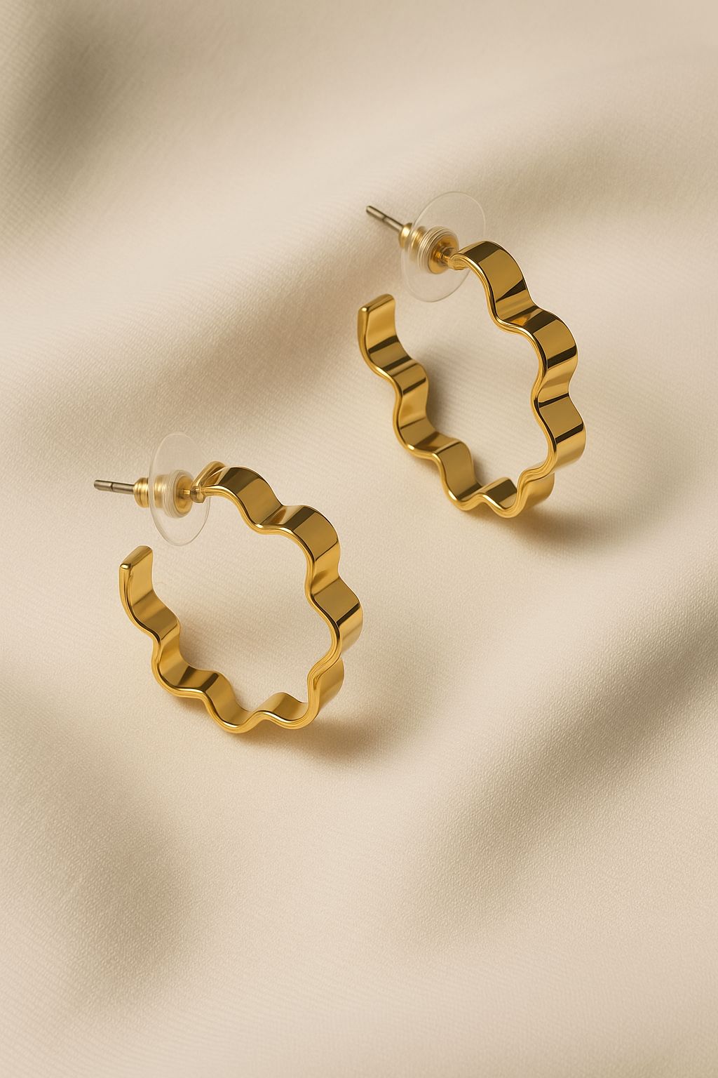 Golden Ripple Hoop Earrings