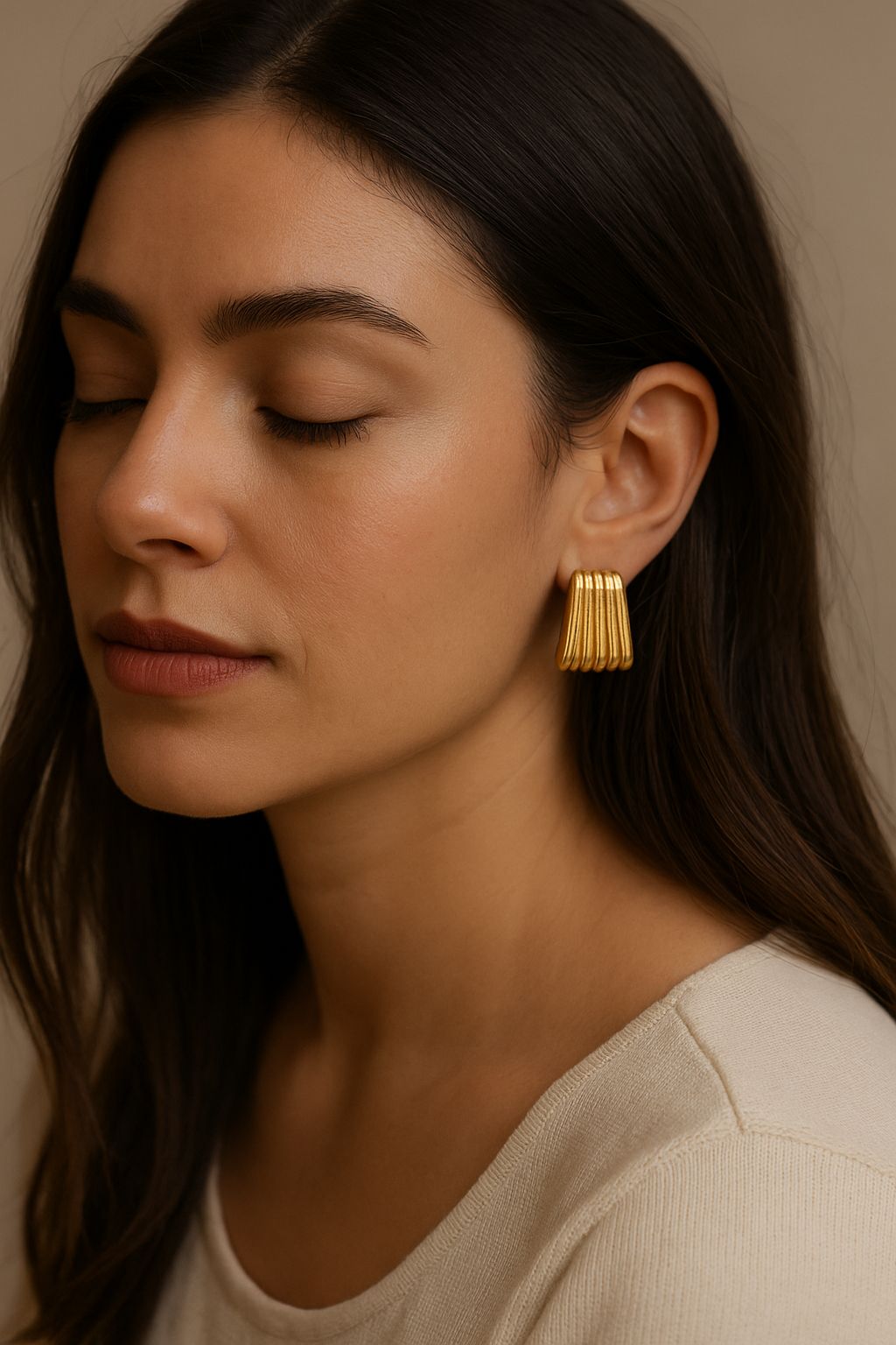 Golden Fan Statement Earrings