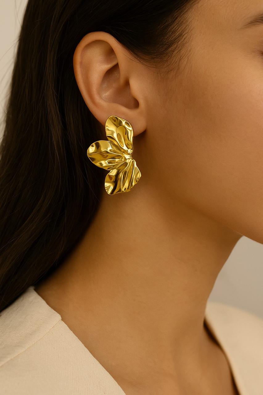 Golden Petal Statement Earrings