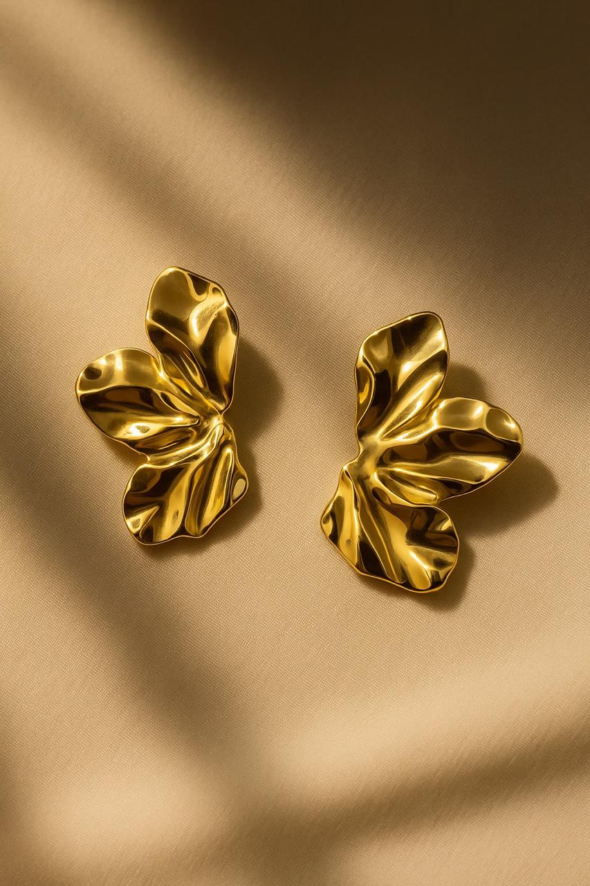 Golden Petal Statement Earrings