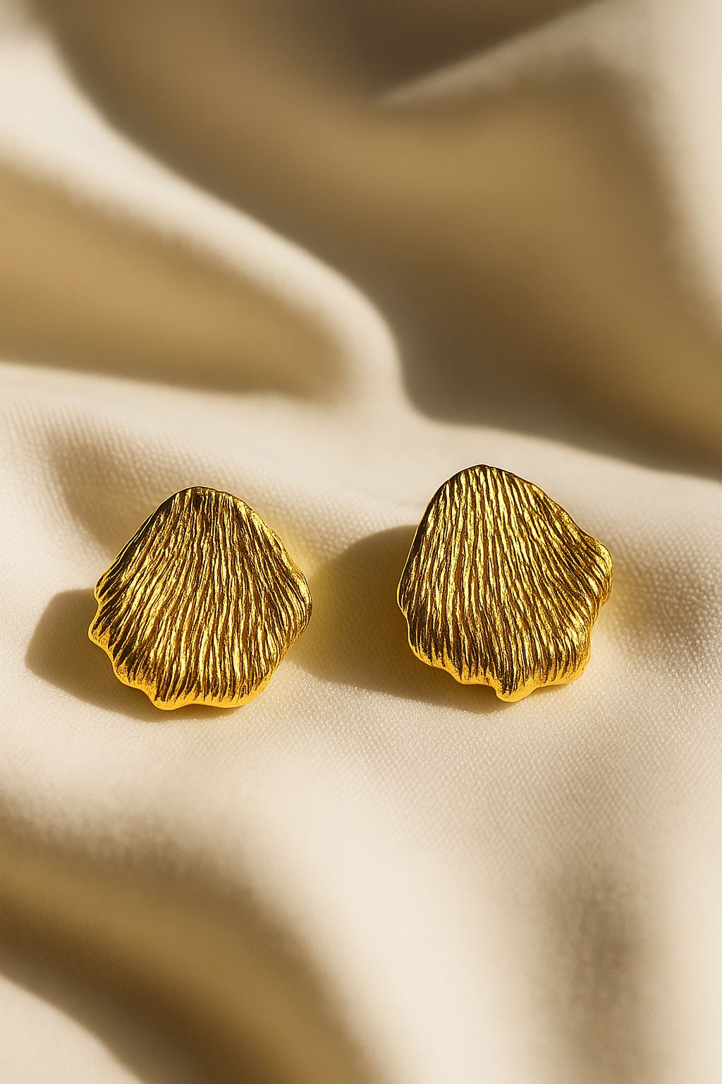 Golden Petal Textured Stud Earrings