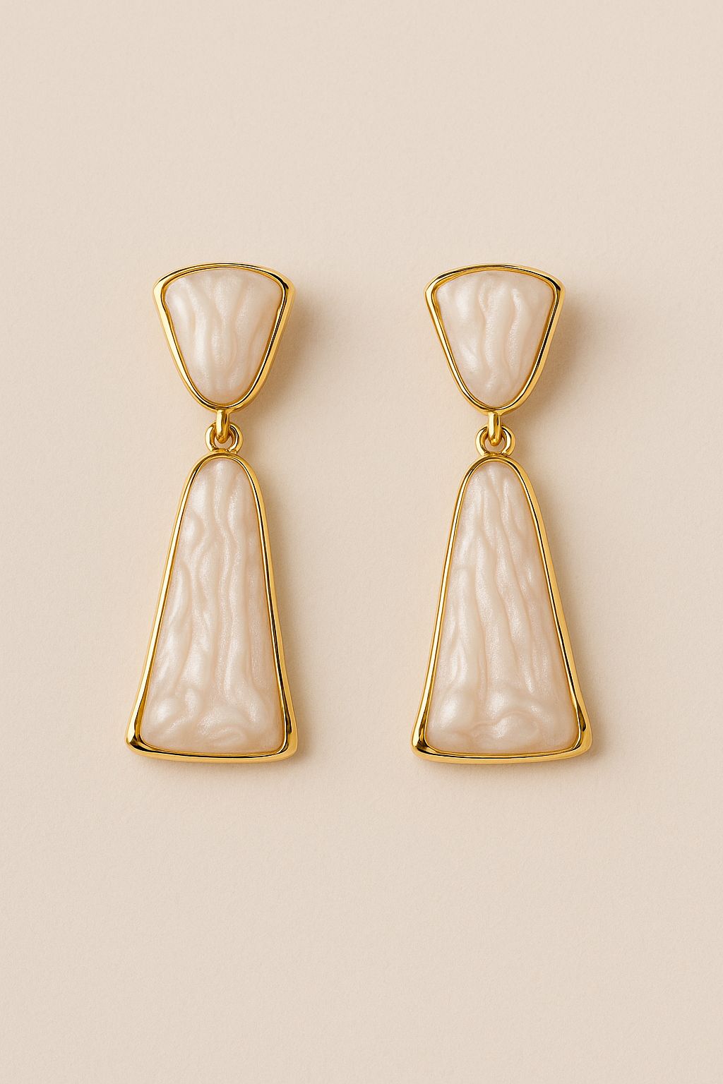 Pearl Drop Geometric Earrings