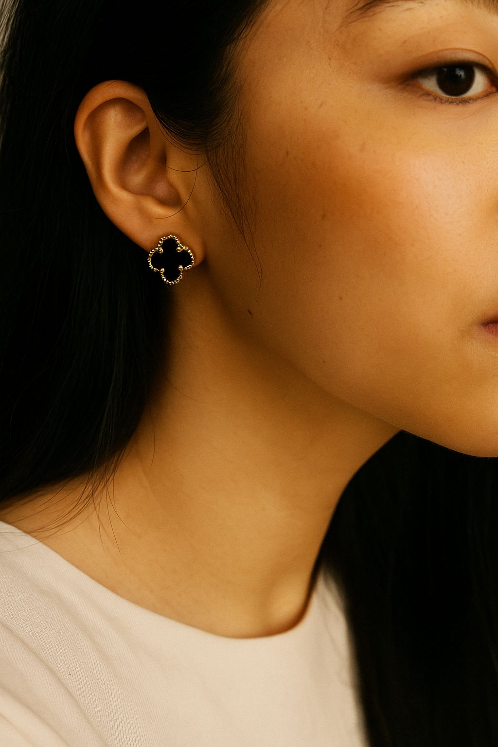 Black Clover Stud Earrings