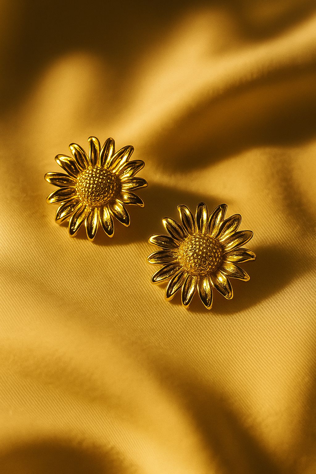 Golden Sunflower Stud Earrings
