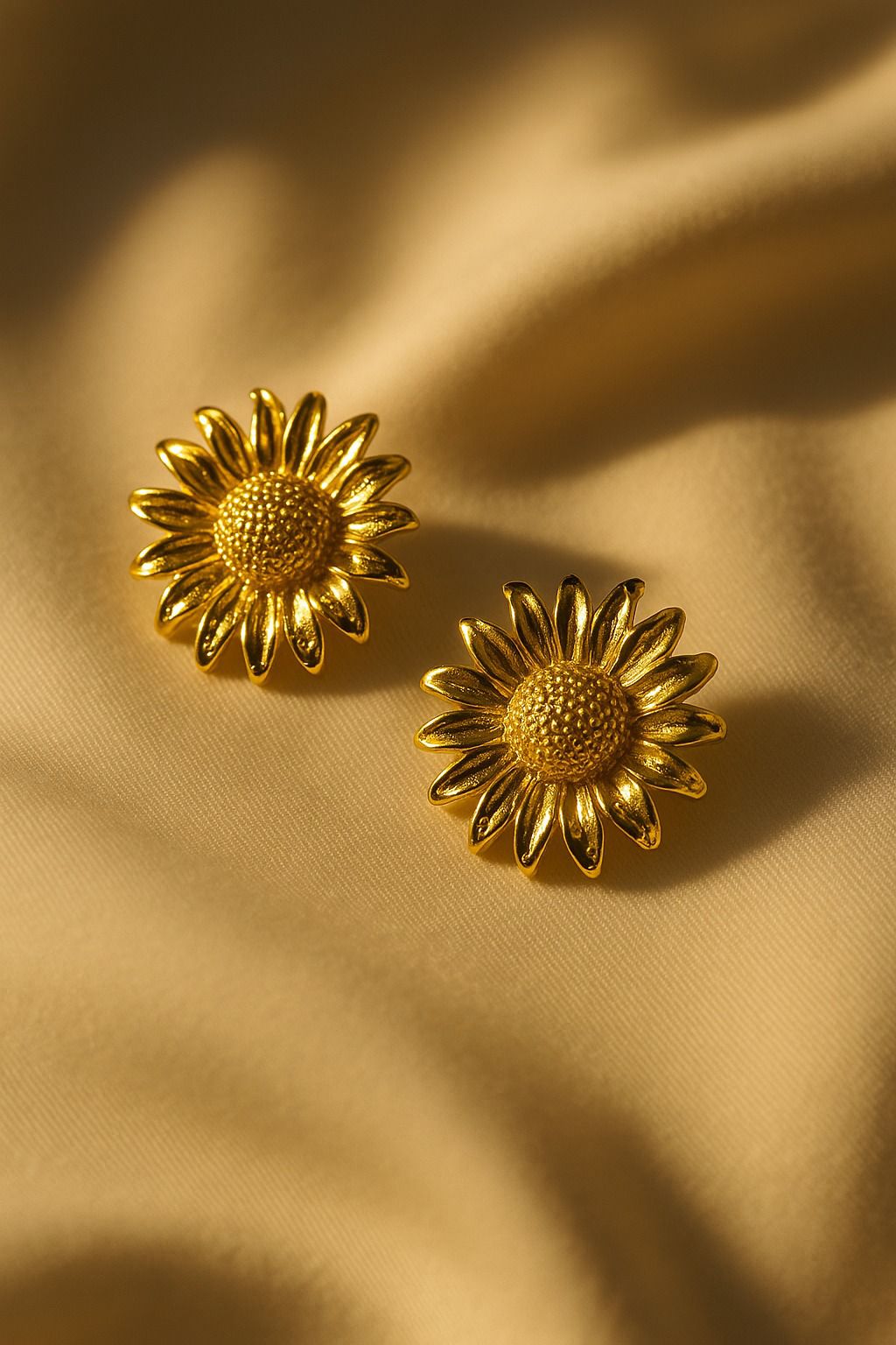 Golden Sunflower Stud Earrings