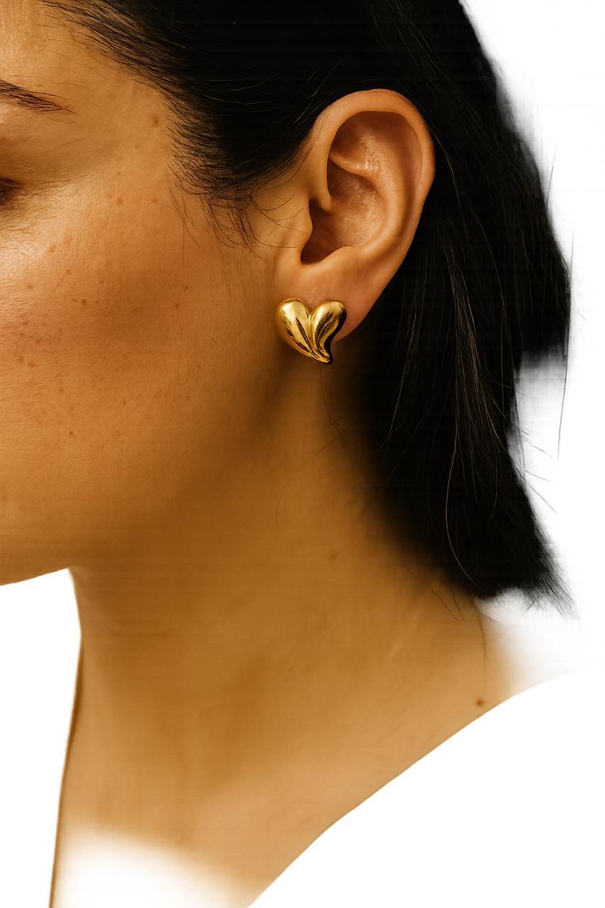 Golden Heart Stud Earrings
