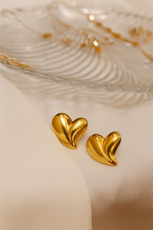 Golden Heart Stud Earrings