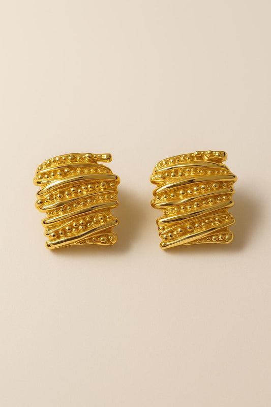 Golden Textured Statement Earrings