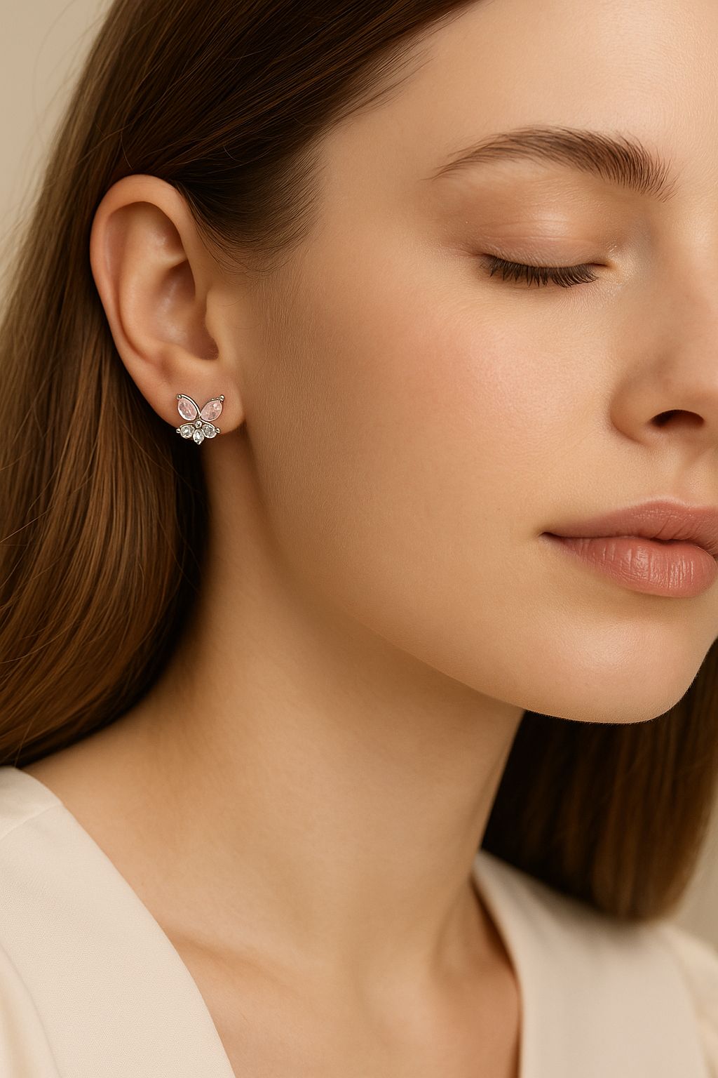 Pink Butterfly Stud Earrings