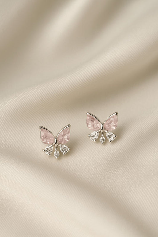 Pink Butterfly Stud Earrings