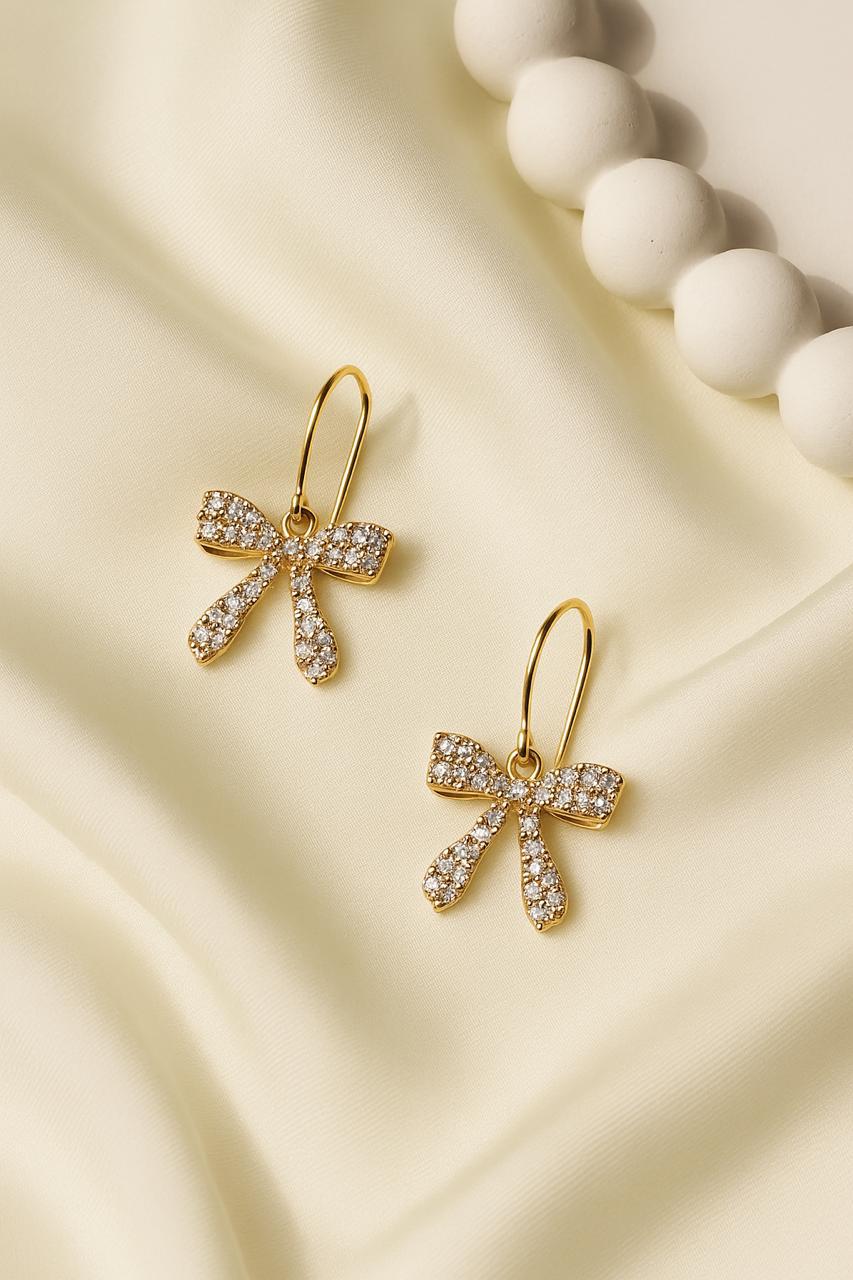 Sparkling Bow Drop Earrings