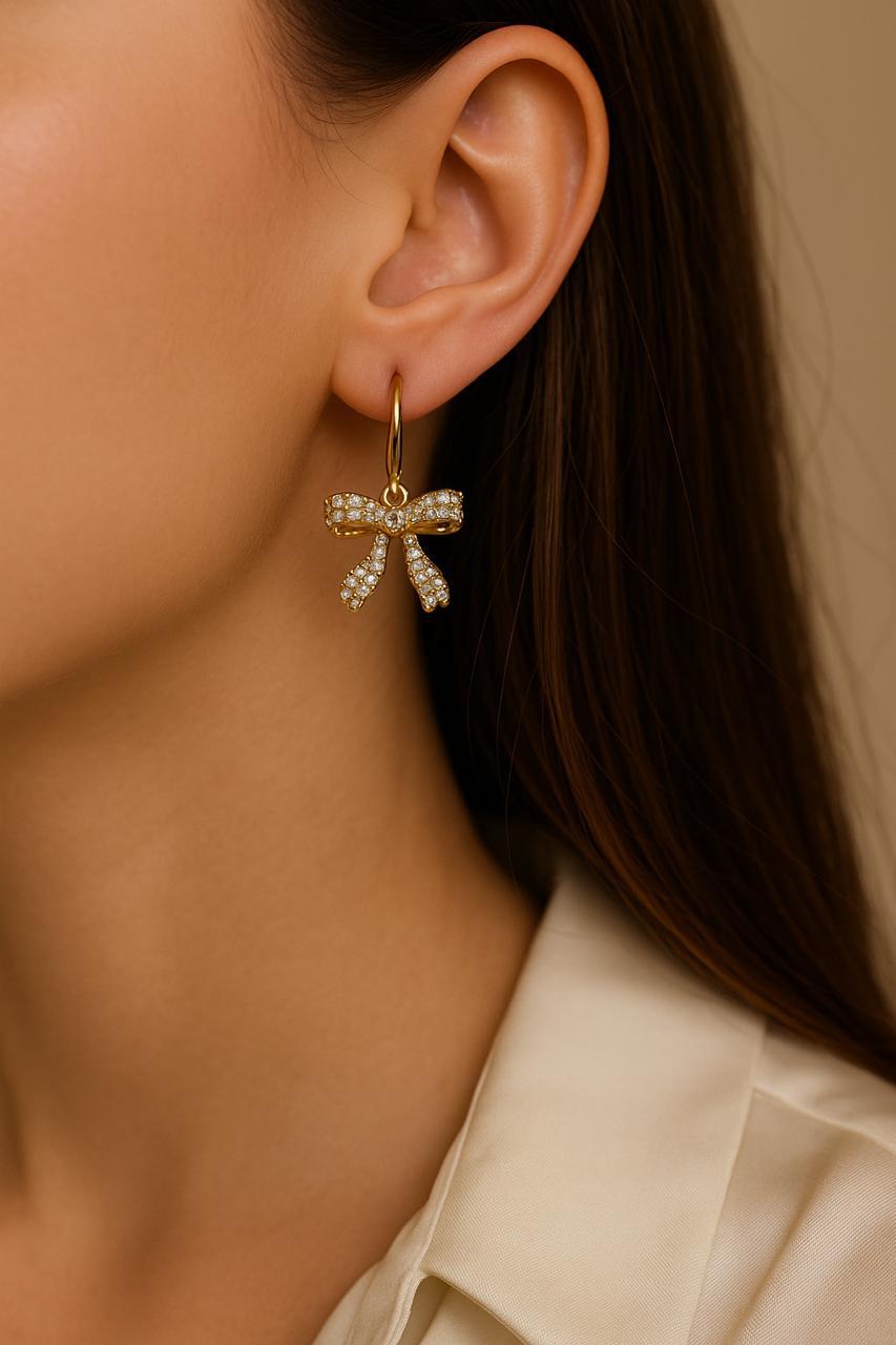 Sparkling Bow Drop Earrings