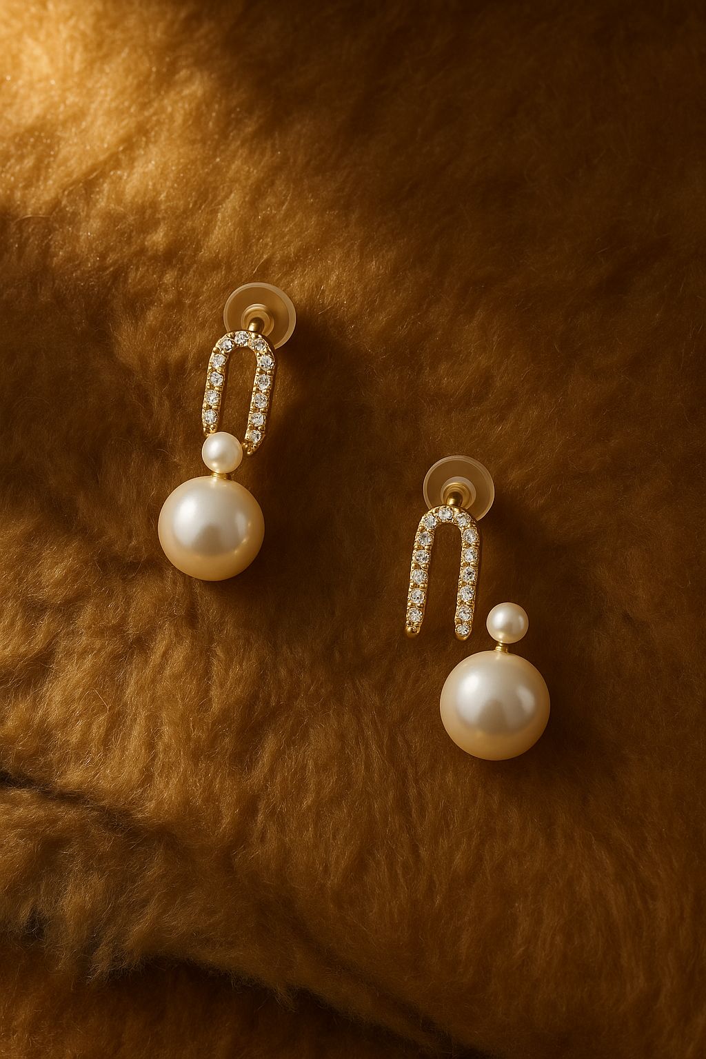 Elegant Pearl Drop Earrings with Crystal Detailing