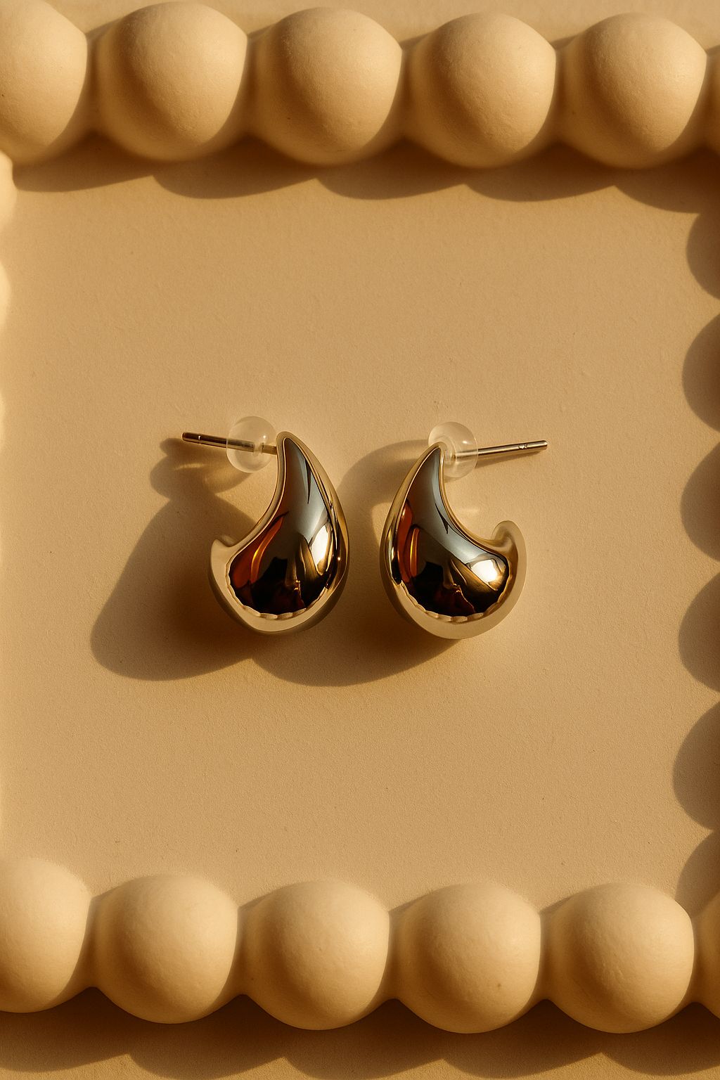 Golden Teardrop Stud Earrings