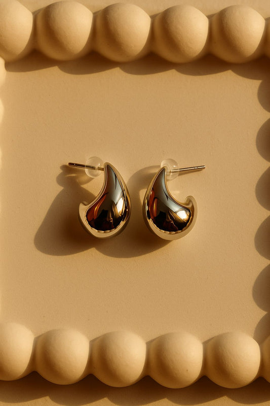 Golden Teardrop Stud Earrings