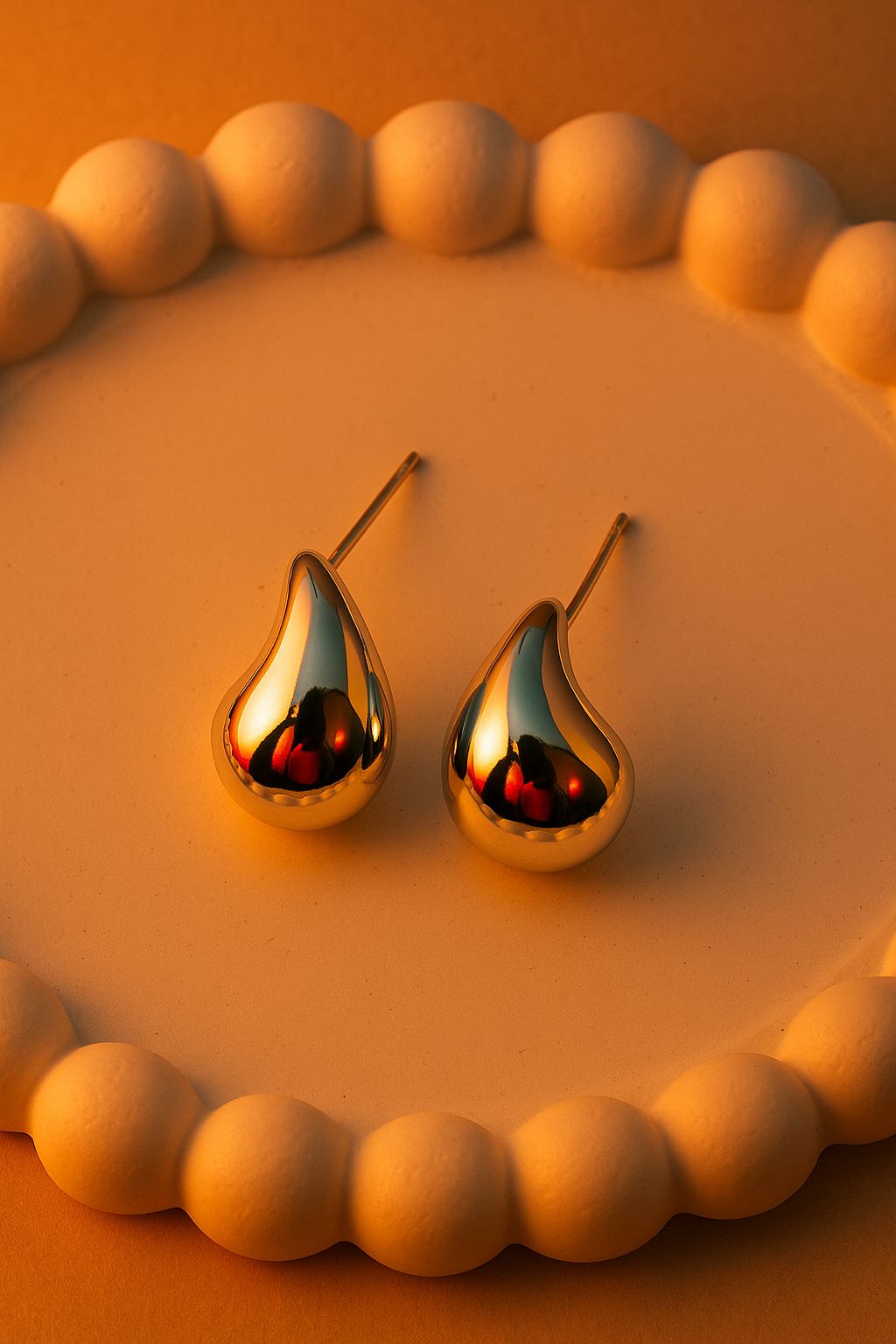 Golden Teardrop Stud Earrings
