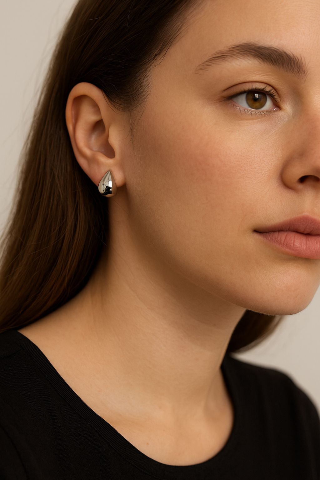 Golden Teardrop Stud Earrings