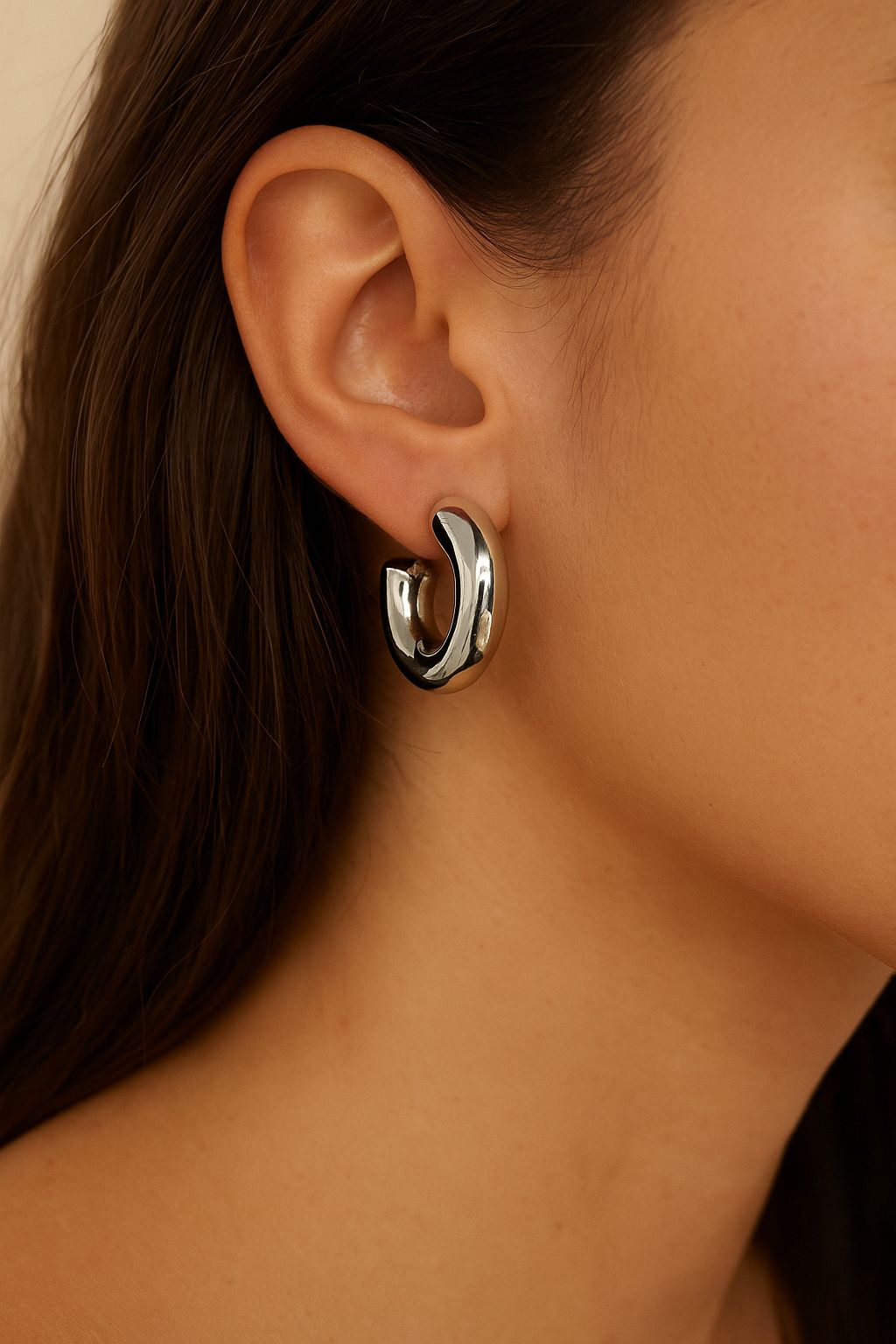 Classic Silver Chunky Hoop Earrings