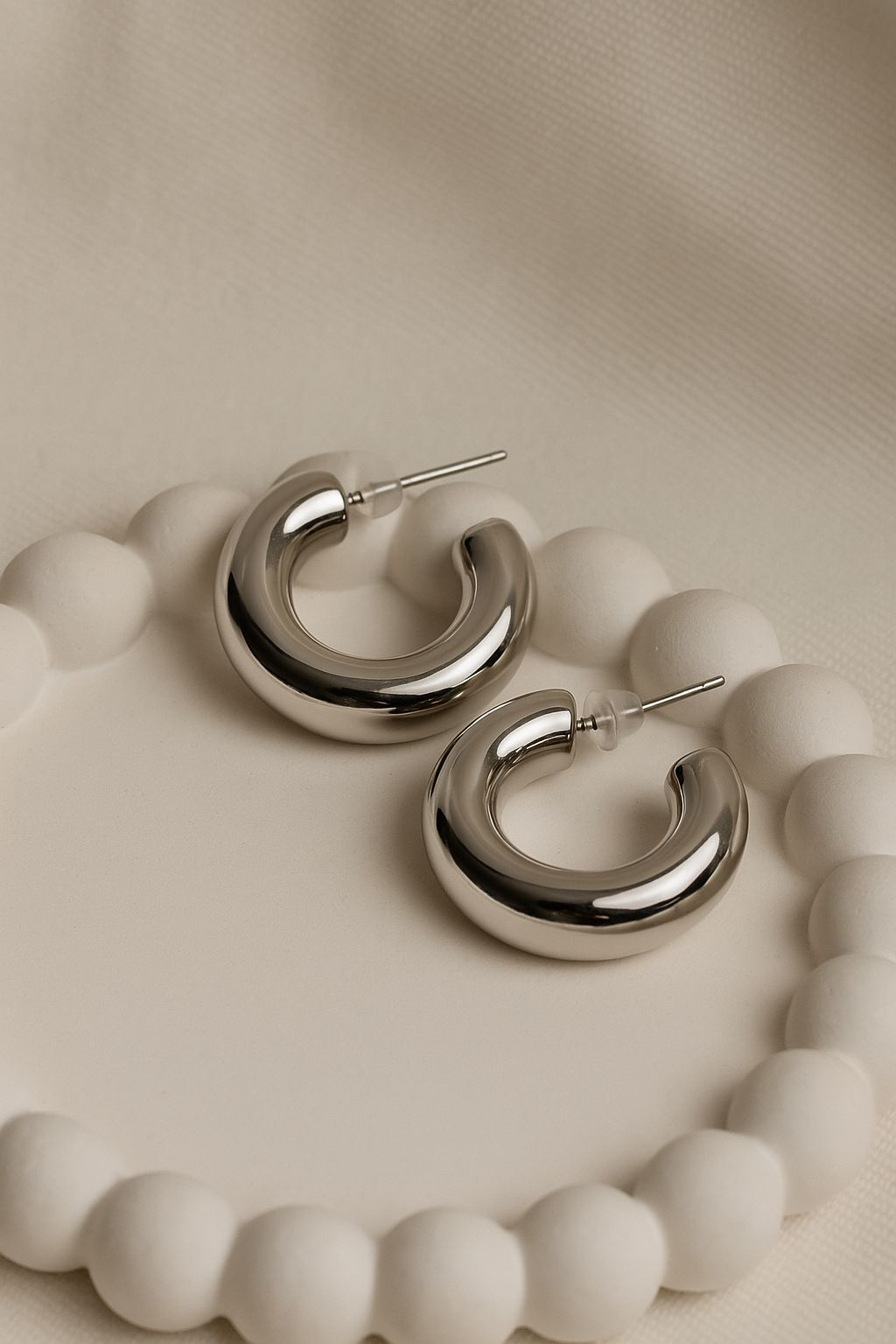 Classic Silver Chunky Hoop Earrings