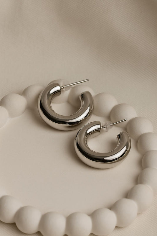 Classic Silver Chunky Hoop Earrings