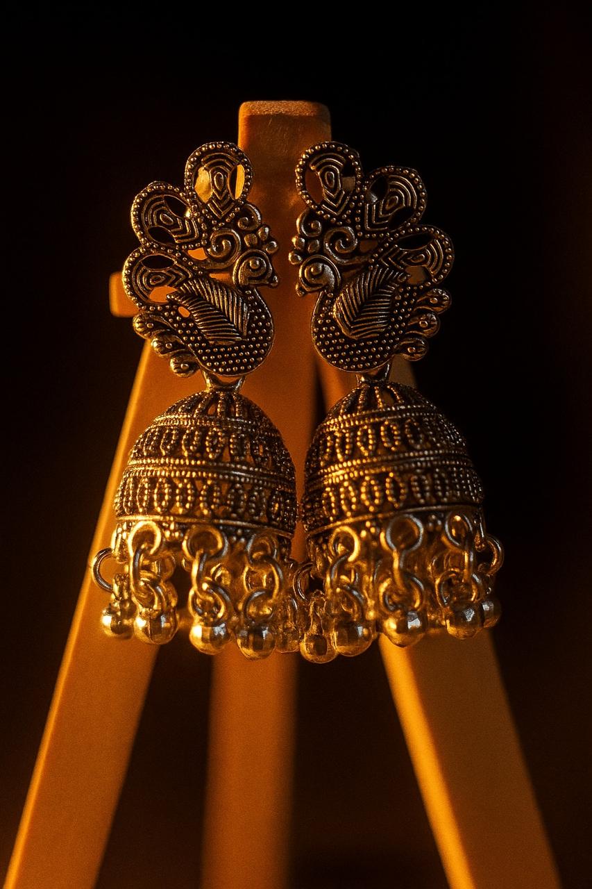 Antique Peacock Design Jhumkas.