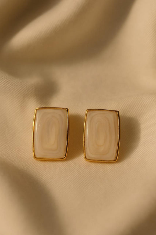 Rectangular Stone Stud Earrings