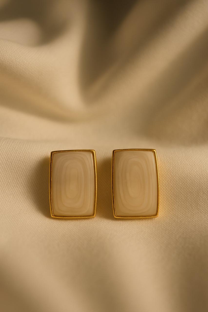 Rectangular Stone Stud Earrings