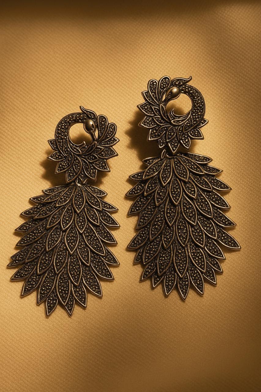 Antique Peacock Design Statement Earrings